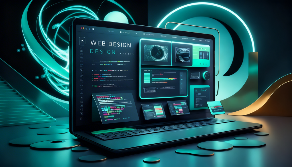 A modern 3D rendering of floating purple and blue browser windows displaying web design layouts and user interface elements, illustrating the process of calculating Website Cost in the UK by Prox Digital Agency.