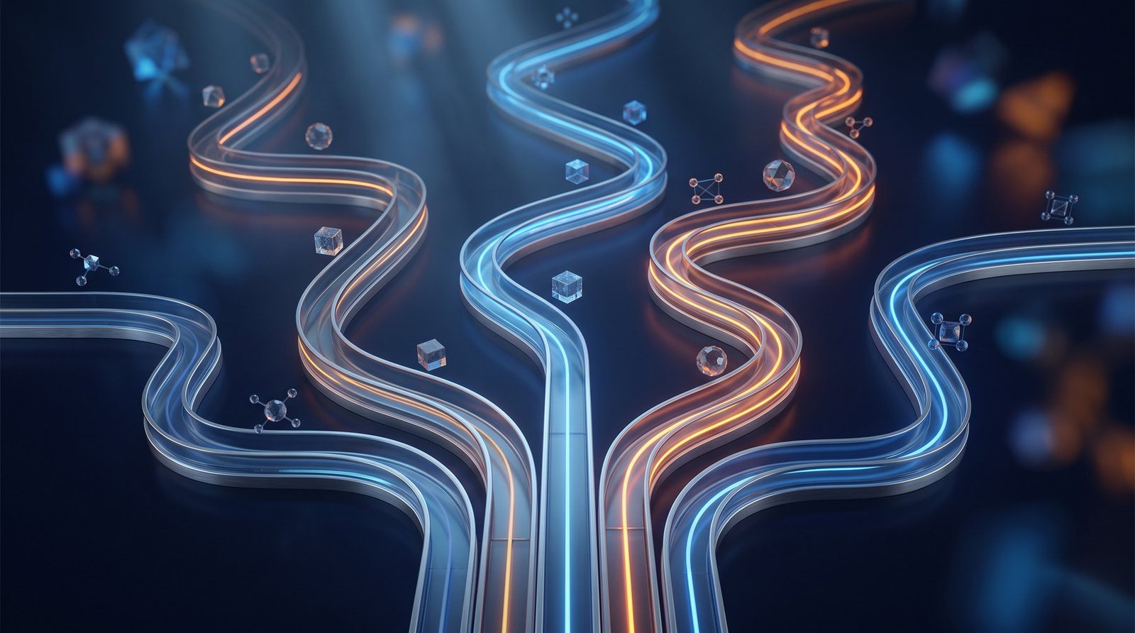 Abstract visualization of choosing a development path that shapes app development cost UK-wide