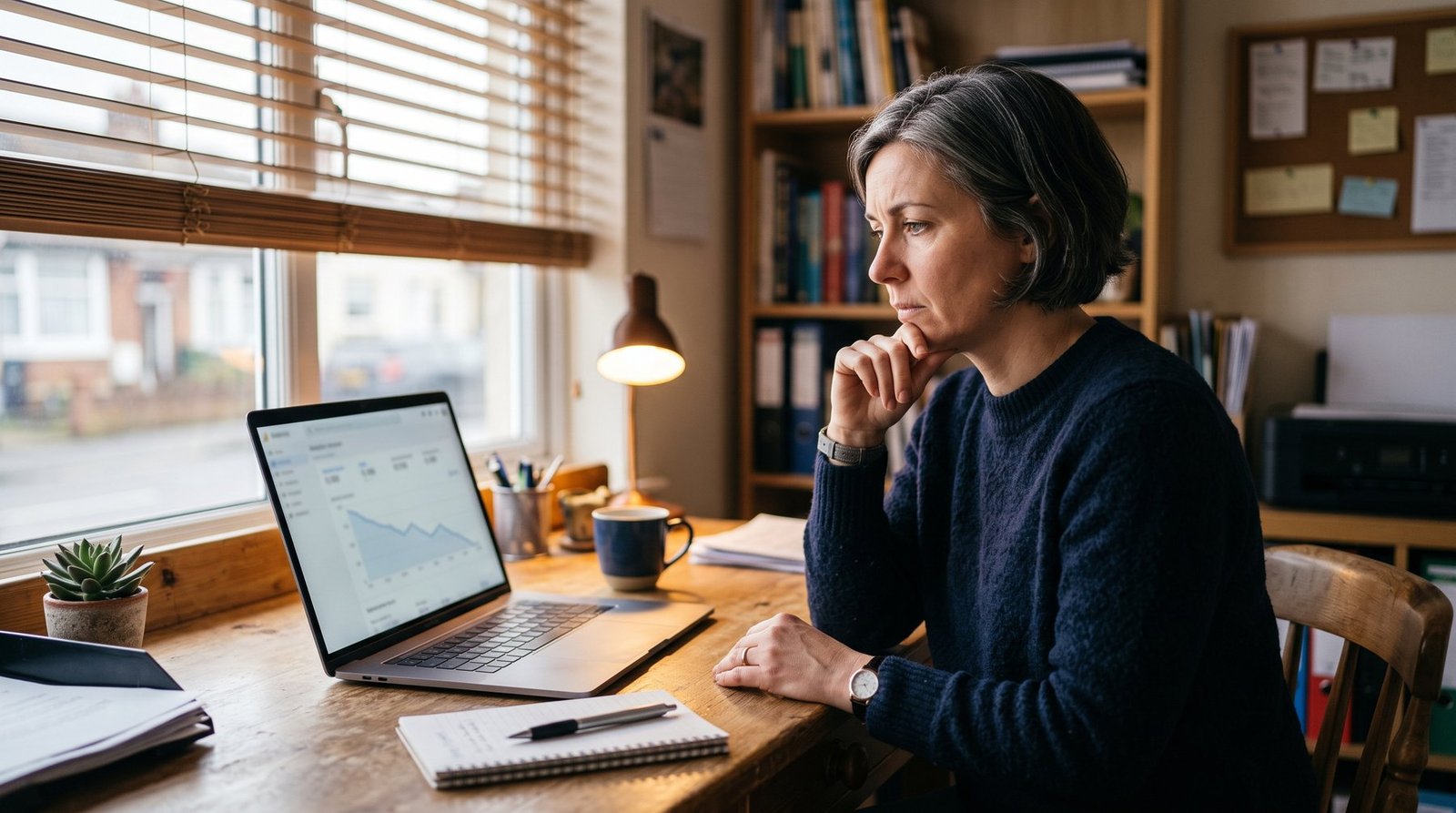 UK small business owner reviewing declining website enquiries before improving their lead generation web copy