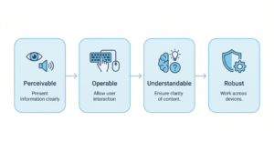 Four WCAG accessibility principles: perceivable, operable, understandable and robust